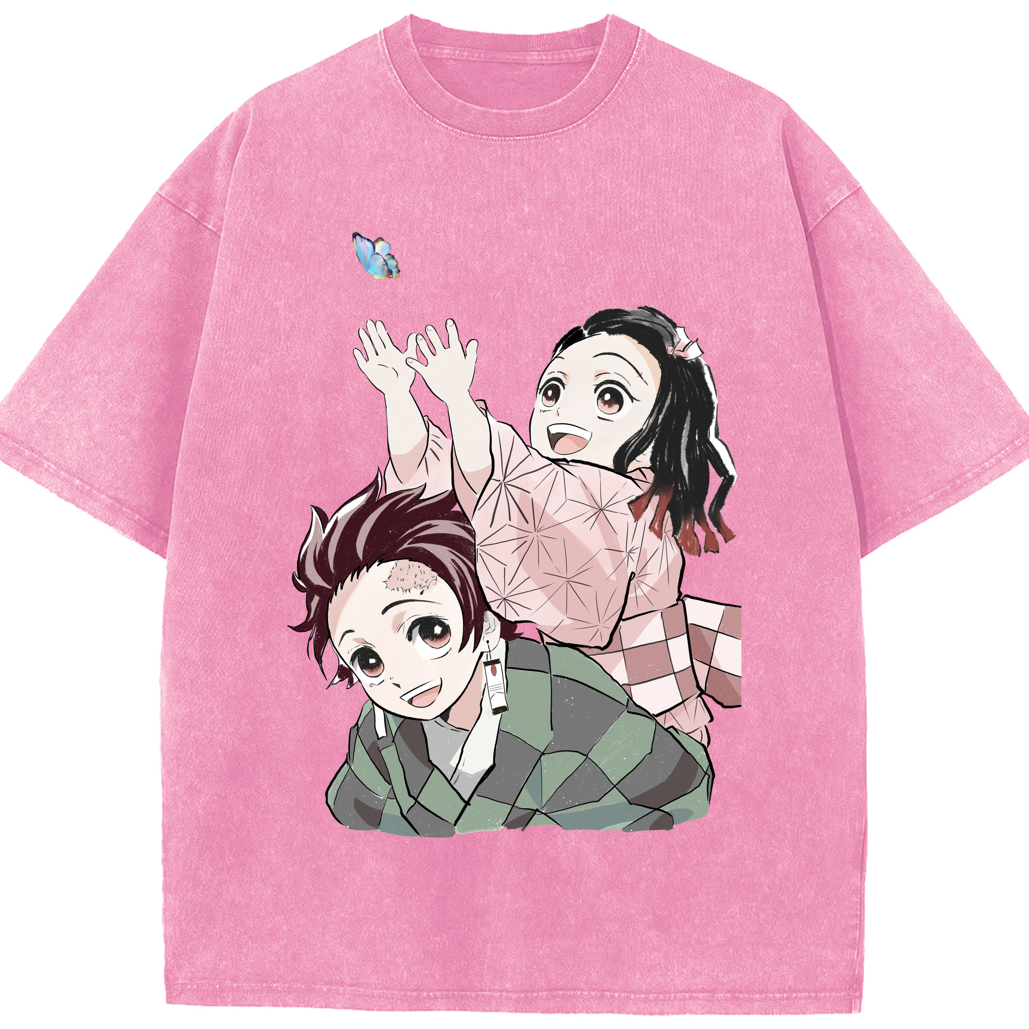 （画像用） 鬼滅の刃（きめつのやいば）竈門 禰󠄀豆子／かまど ねずこ Kamado Nezuko 綿100% ヴィンテージ風 半袖Tシャツ（フロントプリント）